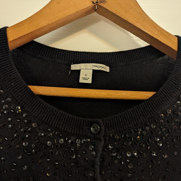Halogen Black Sequin Scoop Neck Cardigan S - Picture 3 of 5